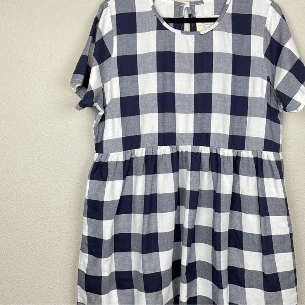 Evy’s Tree The Joanne Checkered Dress S Navy/White Short Sleeve‎ NWT IN PKG